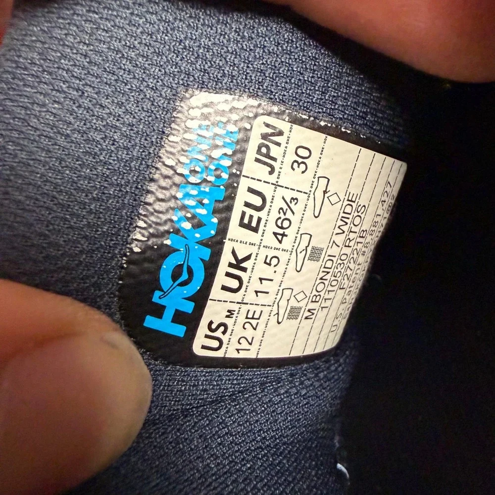 Hoka Bondi 7 Mens 12 Wide 2E Running Shoes Real Teal Blue 1110530 RTOS